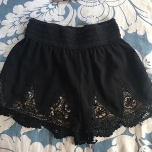 Black Lace Bottom Shorts